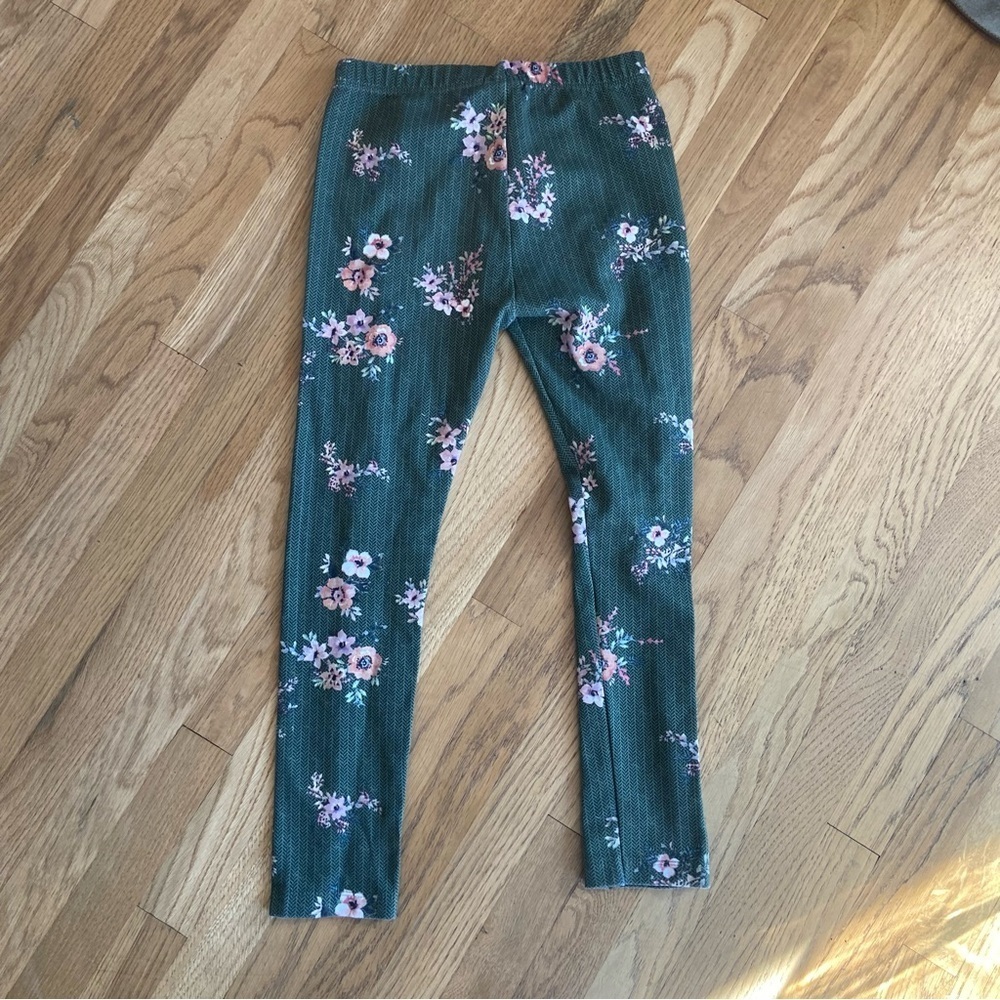 Zara Floral Kids Leggings - Green Size 10